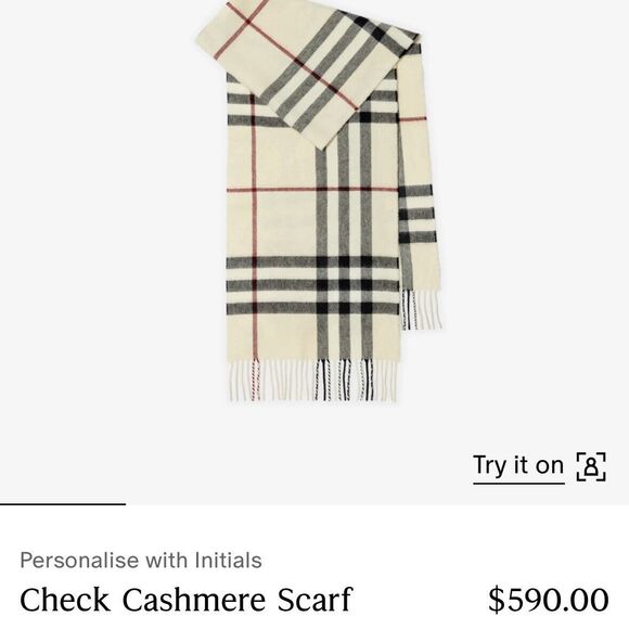 Burberry 100% Cashmere Scarf Unisex $590 Classic Nova Check Fringe Scarf Sand - Picture 3 of 11